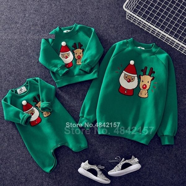 Áo Gia Đình Thu Đông Familylove -Mẫu Gia Đình Sweater Họa Tiết Ông Già Noel Và Tuần Lộc  Chất Liệu Nỉ Da Cá Cao Cấp