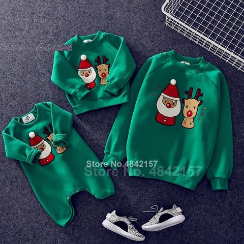 Áo Gia Đình Thu Đông Familylove -Mẫu Gia Đình Sweater Họa Tiết Ông Già Noel Và Tuần Lộc  Chất Liệu Nỉ Da Cá Cao Cấp