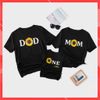 Áo gia đình - Đồng phục gia đình Familylove - Áo gia đình Chữ DAD MOM ONE phối họa tiết Bông Hoa