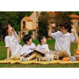 Áo gia đình Familylove - Set áo gia đình in họa tiết đáng yêu Happiness chất liệu cotton 100% cao cấp