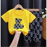 Bộ quần áo bé gái Familylove - Set quần áo trẻ em hình Gấu đáng yêu năng động chất liệu cotton 100% co giãn mềm mịn