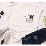 Áo thun phông nam nữ form rộng Familylove - Mẫu áo Unisex 2 chú Mèo trong Họa Tiết Túi chất Cotton 100% cao cấp