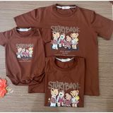 Áo gia đình Familylove - Set Đồ gia đình họa tiết Hoạt hình Story Book chất liệu cotton 100% cao cấp, Màu Nâu mới