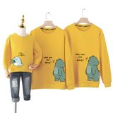 Áo Sweater Gia Đình Familylove - Áo Gia Đình Khủng Long What Are You Doing?,miss You Hug Me Chất Nỉ Da Cá Cotton 100%