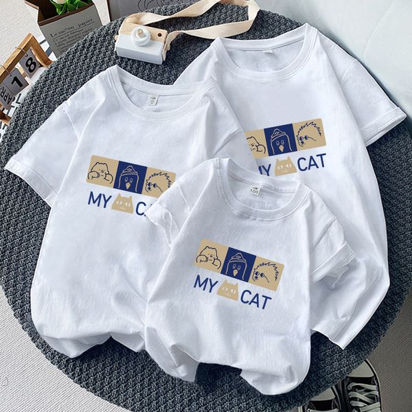 Áo gia đình Familylove - đồ gia đình họa tiết hoạt hình đáng yêu My Cat chất liệu cotton 100%