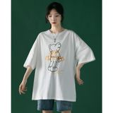 Áo thun tay lỡ Unisex Familylove - Áo phông nam nữ họa tiết Gấu NO IDEA trẻ trung chất liệu cotton 100%