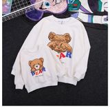 Áo Gia Đình Thu Đông Familylove - Áo Gia Đình Mùa Đông 3/4/5 Người Cotton Nỉ Cao Cấp Họa Tiết Gấu Bear Dễ Thương