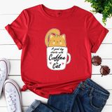 Áo thun phông nam nữ form rộng Familylove - Mẫu áo Unisex Chú mèo A Good Day with Coffee Cat chất Cotton 100% cao cấp