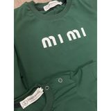 Áo gia đình Familylove - đồ gia đình phom rộng Mimi xanh rêu chất liệu 100% cotton bốn chiều form rộng