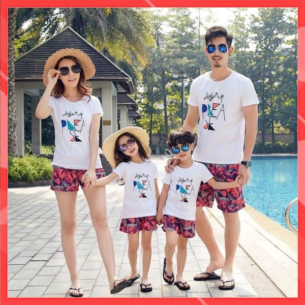 Đồng phục đi biển Familylove - Set Áo Quần đi biển Lightup Please