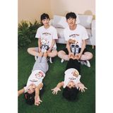 Áo gia đình Familylove - Đồng phục gia đình Mẫu Chibi Perfectly Cotton 100% mát 3 màu Vàng Đen Trắng