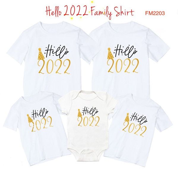 Áo gia đình Familylove - Mẫu Áo gia đình Tết 2022 - Hello 2022 chất liệu cotton co giãn 4 chiều mát - FM2203