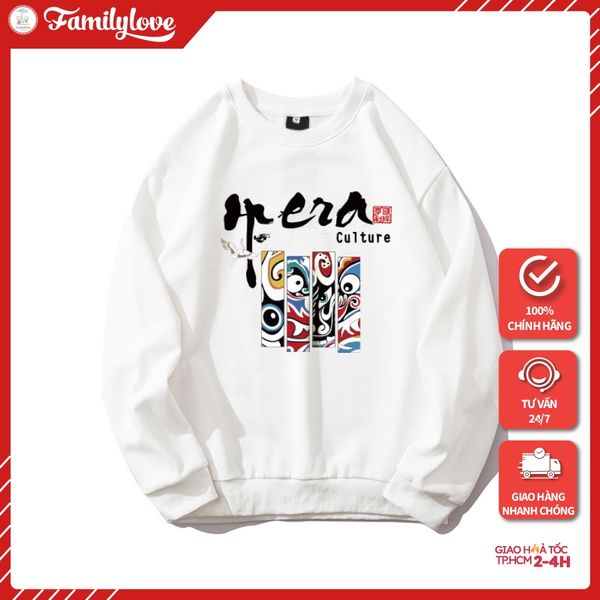 Áo Sweater Nam/Nữ Familylove - Áo Sweater thu đông Unisex form rộng ấm áp Opera Culture Chất Nỉ Da Cá 100% Cao Cấp