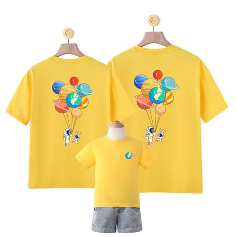 Áo gia đình Familylove - đồ gia đình họa tiết phi hành gia và các hành tinh chất liệu cotton 100% co giãn cao cấp