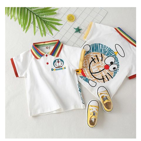 Áo cổ trụ cho bé mẫu Doreamon đẹp - Đủ Size từ 9-45kg. Chuẩn shop - Logo thương hiệu - Chất Da cá Cotton 100%