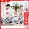 Áo Sweater Gia Đình Familylove - Mẫu Áo Gia Đình Sweater Họa Tiết Trái Tim Xinh Xắn Chất Nỉ Da Cá Cotton 100%
