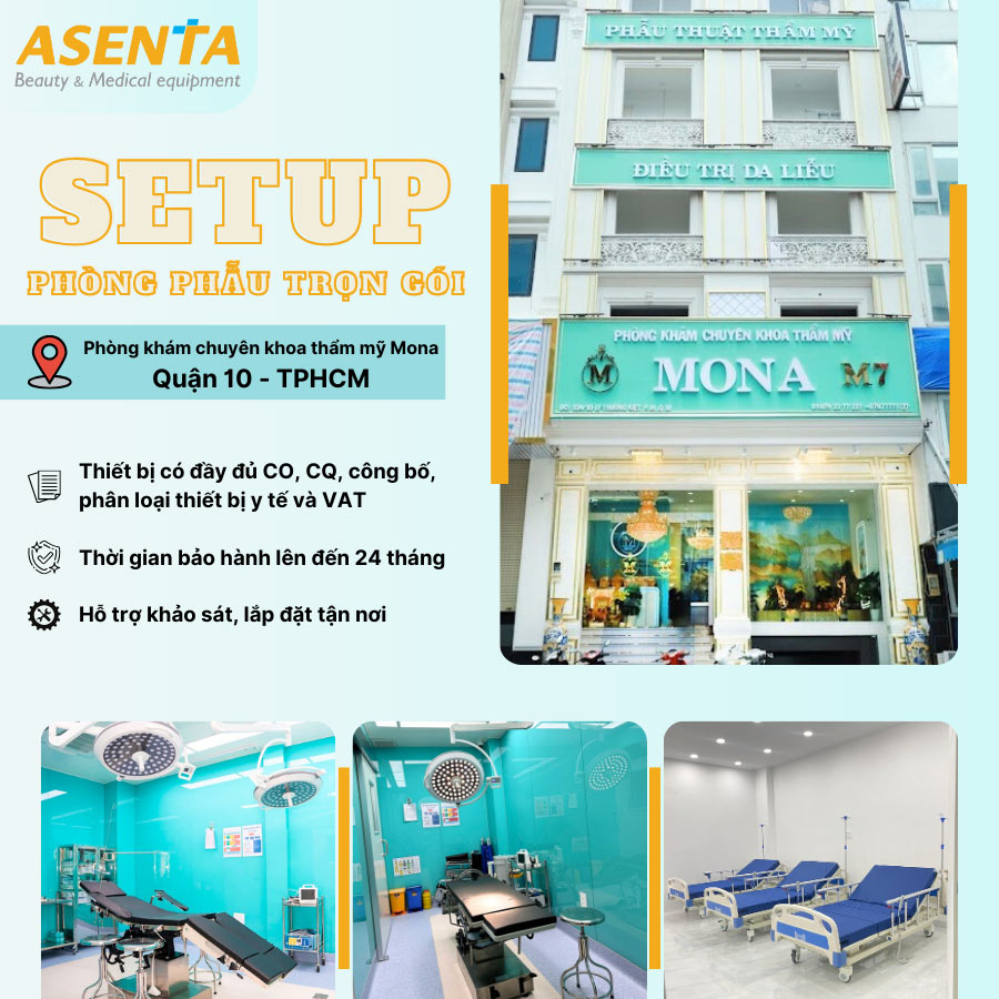 Mẫu setup thiết bị phòng phẫu tại Phòng khám thẩm mỹ Mona