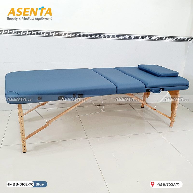 Giường massage gấp gọn chân gỗ HMBB-8102-70 - Xanh