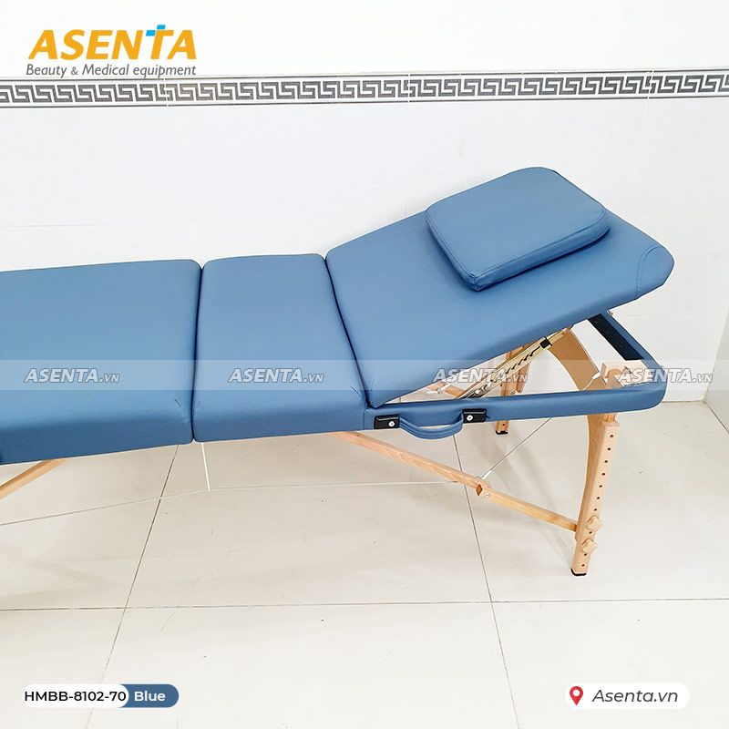 Giường massage gấp gọn chân gỗ HMBB-8102-70 - Xanh