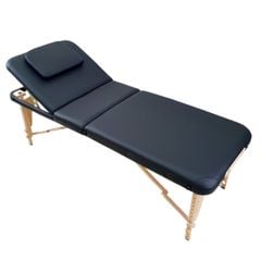 Giường vali gấp gọn chân gỗ nâng đầu HMBB-8102-70 - Đen