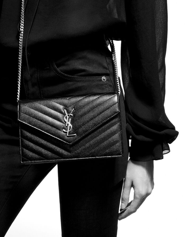 Yves Saint Laurent Medium Cassandre Matelasse Chain Wallet in Grain de Poudre Embossed Leather LHSEZDE 144020008433