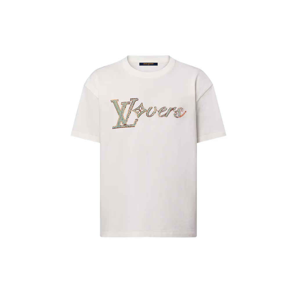 LOUIS VUITTON T-SHIRT - LV LOVERS EMBROIDERED SHORT-SLEEVED LOUIS VUITTON T-SHIRT - LV LOVERS EMBROIDERED SHORT-SLEEVED