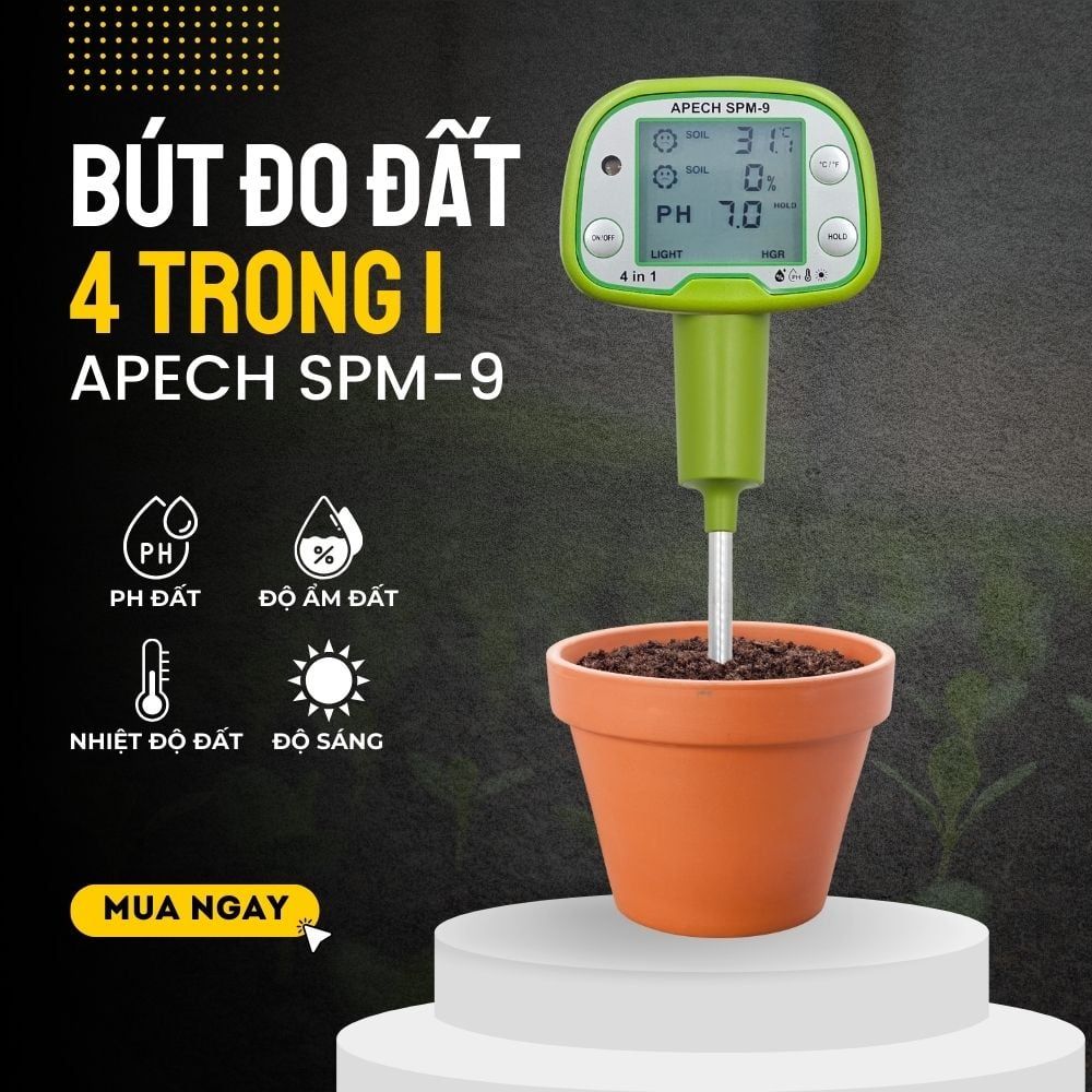 Máy đo pH đất, nhiệt độ, độ ẩm, ánh sáng APECH SPM-9 (4-in-1)