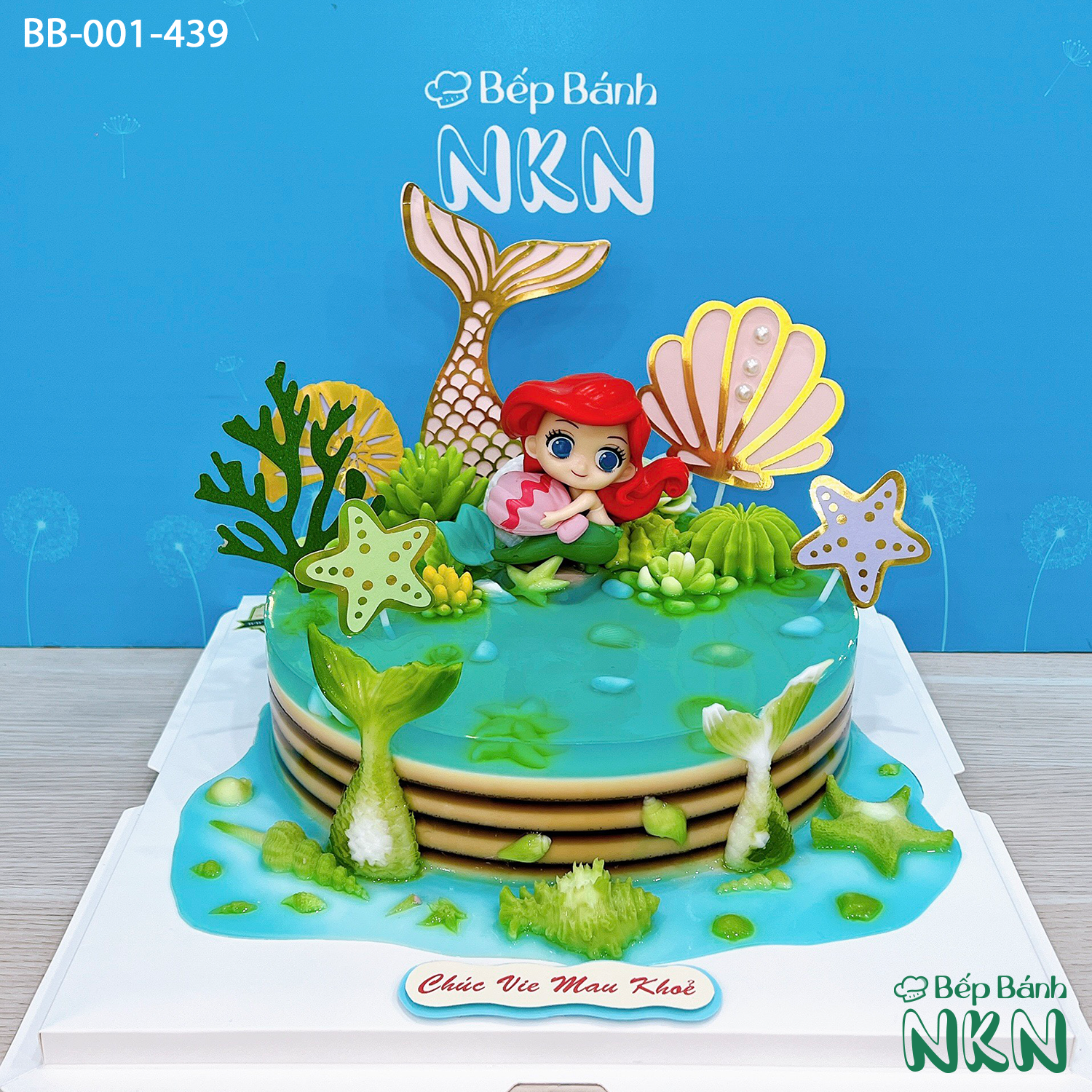 Fondant tạo hình đại dương với nàng tiên cá dễ thương  Bánh kem cao cấp