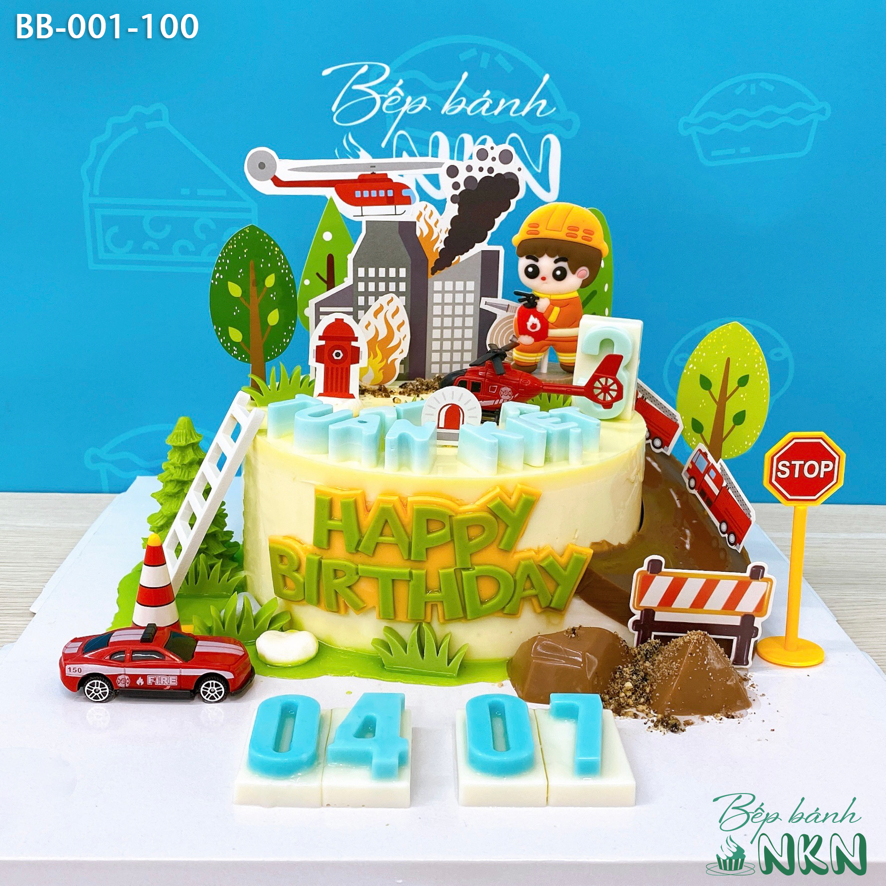 Bánh kem xe cứu hoả  Bánh sinh nhật bé trai