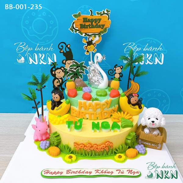  Bánh Sinh Nhật Thiên Nga Trắng Giữa Vương Quốc Khỉ (BB-001-235) 