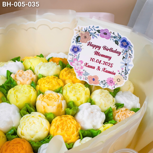  Bánh Bó Hoa Hồng Trà Nụ Tone Vàng (BH-005-035) 