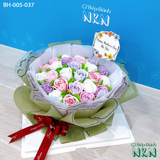  Bánh Bó Hoa Hồng Búp Tone Hồng - Tím Pastel (BH-005-037) 