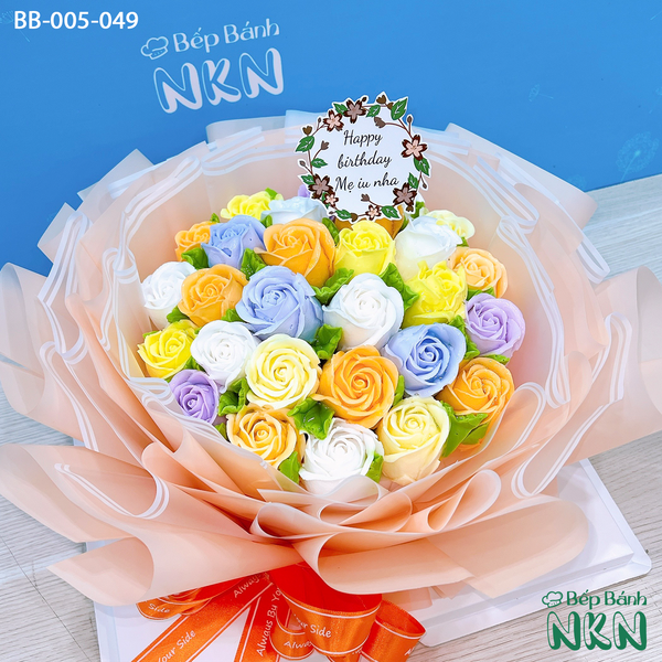  Bánh Bó Hoa Hồng Búp Tone Cam (BH-005-049) 