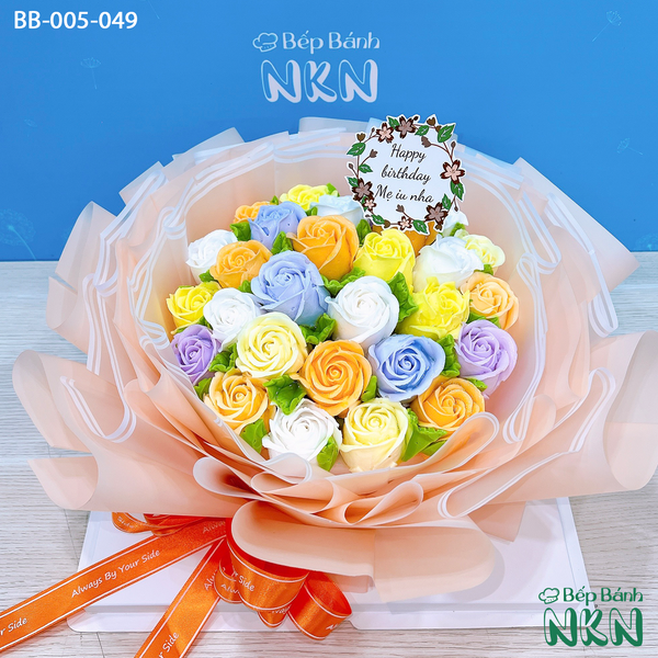  Bánh Bó Hoa Hồng Búp Tone Cam (BH-005-049) 