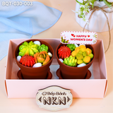  Hộp Quà 2 Chậu Bánh Sen Đá Kèm Xẻng (BQT-030-003) 