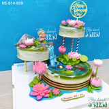 Tháp Bánh Mừng Thọ Hồ Sen Cá Lội 3 Tầng (HS-014-059) 