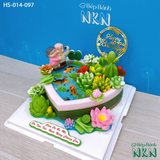  Bánh Sinh Nhật Hồ Sen Cá Lội Tặng Ông Bà, Cha Mẹ (HS-014-097) 