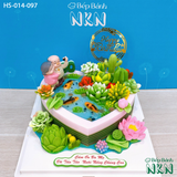  Bánh Sinh Nhật Hồ Sen Cá Lội Tặng Ông Bà, Cha Mẹ (HS-014-097) 
