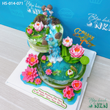  Tháp Bánh Sinh Nhật Hồ Sen Cá Lội 2 Tầng (HS-014-071) 