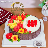  Bánh Sinh Nhật Kết Hoa Tone Đỏ Vàng (KH-002-145) 