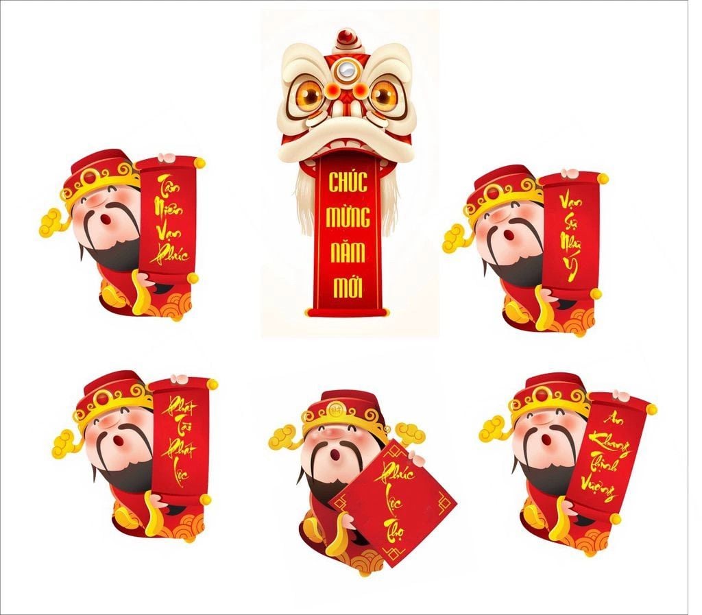  Set 5 Cắm Giấy Tết Thần Tài Và Bảng Chữ (PKCG-997-200) 
