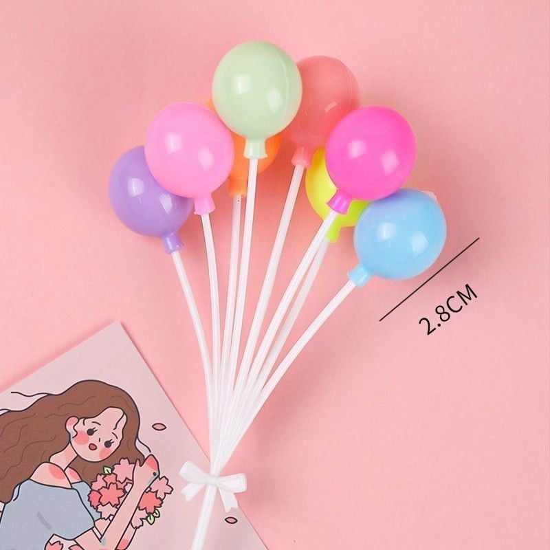  Chùm 8 Bóng Tròn Nhựa Sắc Màu (PKCN-996-040) 