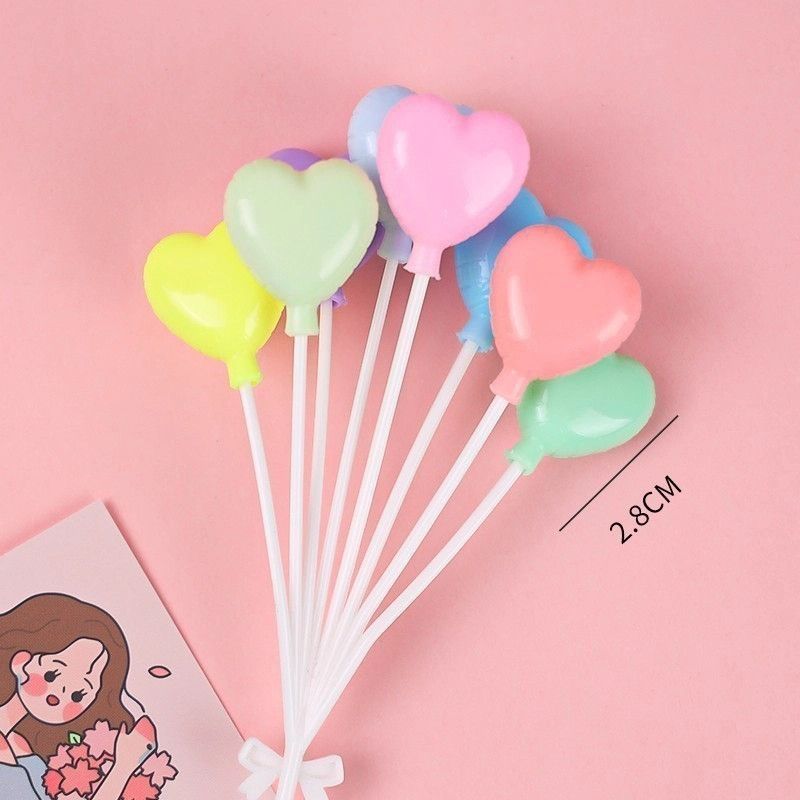  Chùm 8 Bóng Tim Nhựa Sắc Màu (PKCN-996-041) 