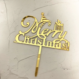  Que Cắm Mica Merry Christmas Gắn Hộp Quà-Vàng (PKHBD-994-026) 
