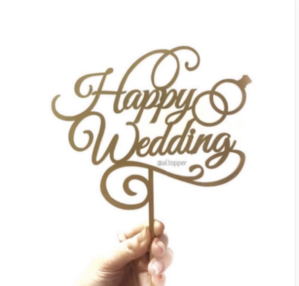  Que Cắm Mica Wedding - Vàng (PKHBD-994-086) 