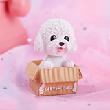  Tượng Chó Poodle trắng Ngồi Giỏ (PKT-999-060) 