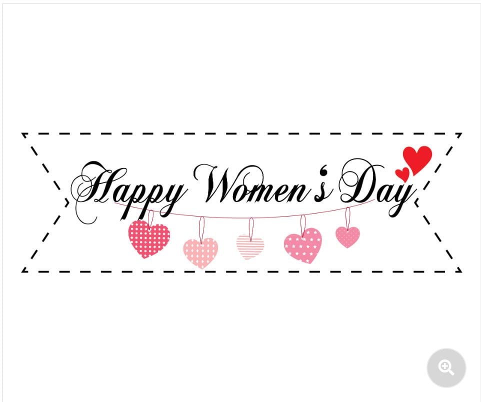  Thẻ giấy Happy Women's day chữ mảnh và dây trái tim đỏ (PKCG-997-304) 