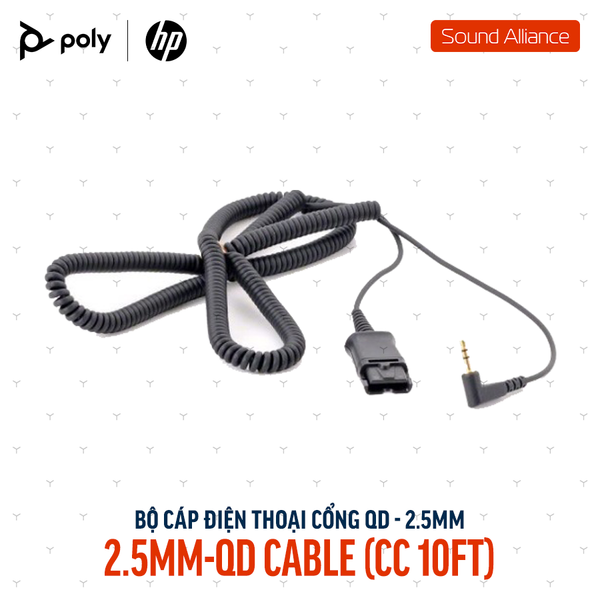  Bộ cáp kết nối QD sang 2.5mm cho điện thoại Poly Coil Cord 85Q32AA 