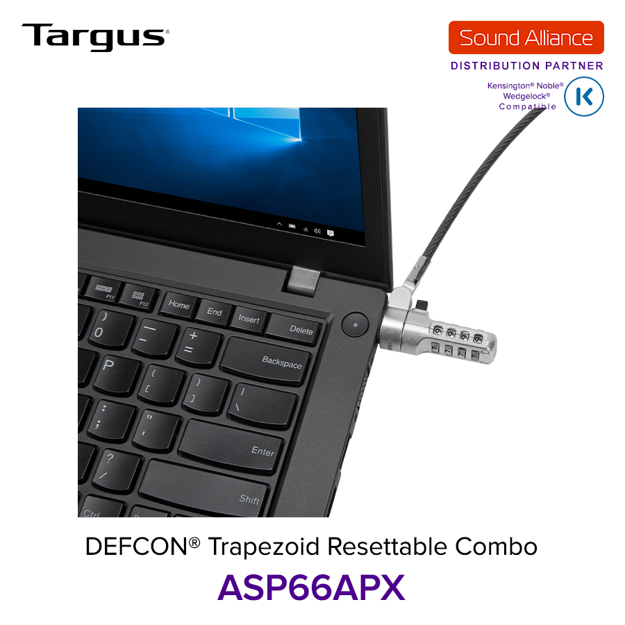 Dây cáp khoá laptop DEFCON® Trapezoid Resettable Targus ASP66 