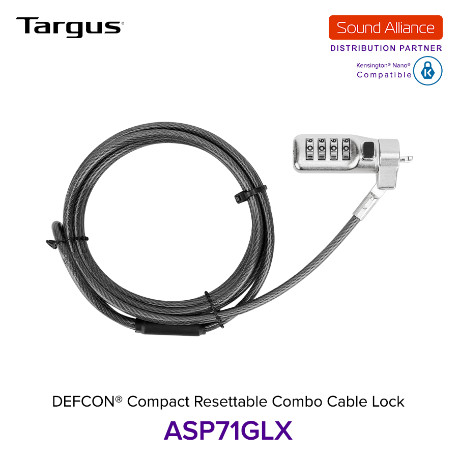  Dây cáp khoá laptop DEFCON® Compact Resettable Combo Targus ASP71 